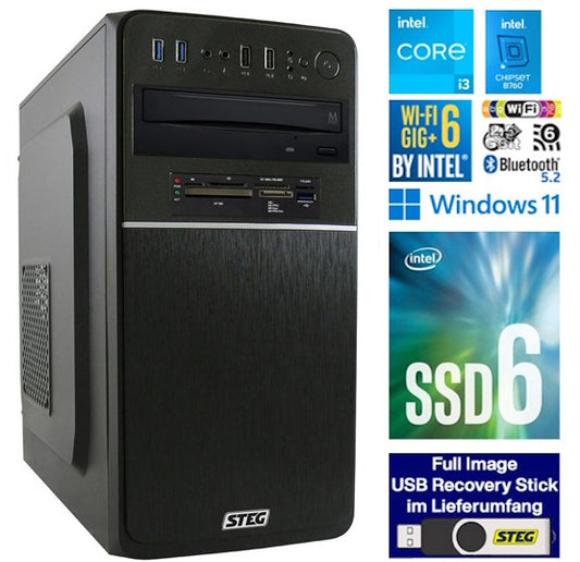 STEG PC Home Station 10 VI (CH, i3, 8GB, 512GB SSD, Intel UHD, W11H)