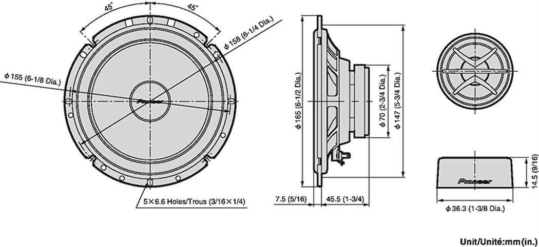 Pioneer 2-Weg Lautsprecher TS-170Ci - Retoure