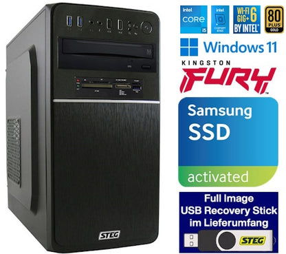 STEG PC Home Station 50 VII (CH, i5, 16GB, 1TB SSD, 2TB HDD, Intel UHD, W11H)