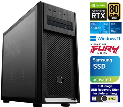 STEG PC Easy Gaming 30 VII (CH, i5K, 16GB, 1TB SSD, 2TB HDD, RTX 4060 Ti, W11H)