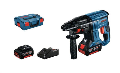 Bosch Akku-Bohrhammer GBH 18V-21 Professional (inkl. Zubehör, L-BOXX, 2x 4Ah Akku, Ladegerät)