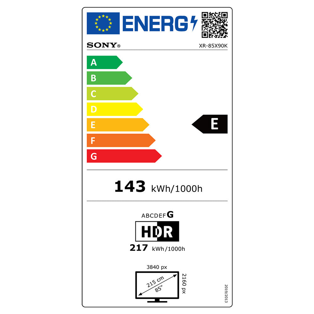 Sony XR85X90K 85" LED TV, 4K UHD, DV/HDR10, schwarz