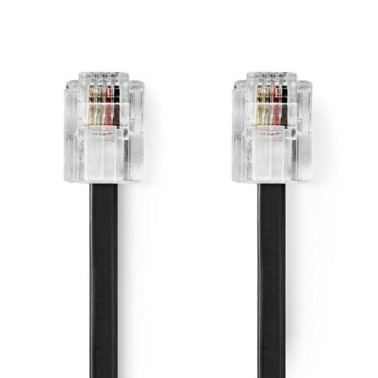 Nedis Telefonkabel | RJ11 Stecker | RJ11 Stecker | 10.0 m | Kabeldesign: Flach | Beschichtung: Vergoldet |