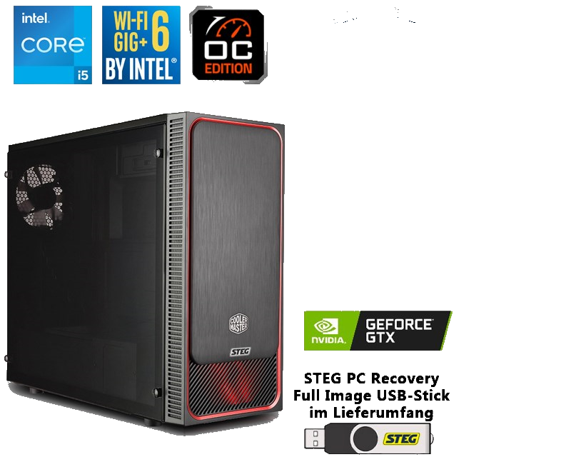 STEG PC Easy Gaming 10 IV (CH, i5, 16GB, 512GB SSD, 2TB HDD, GTX 1660 S, W10H) - Demogerät