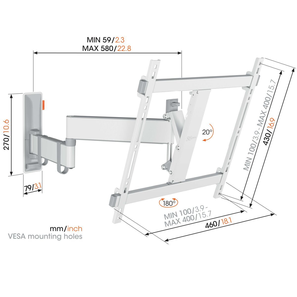 Vogels Wandhalterung TVM 3445 Weiss