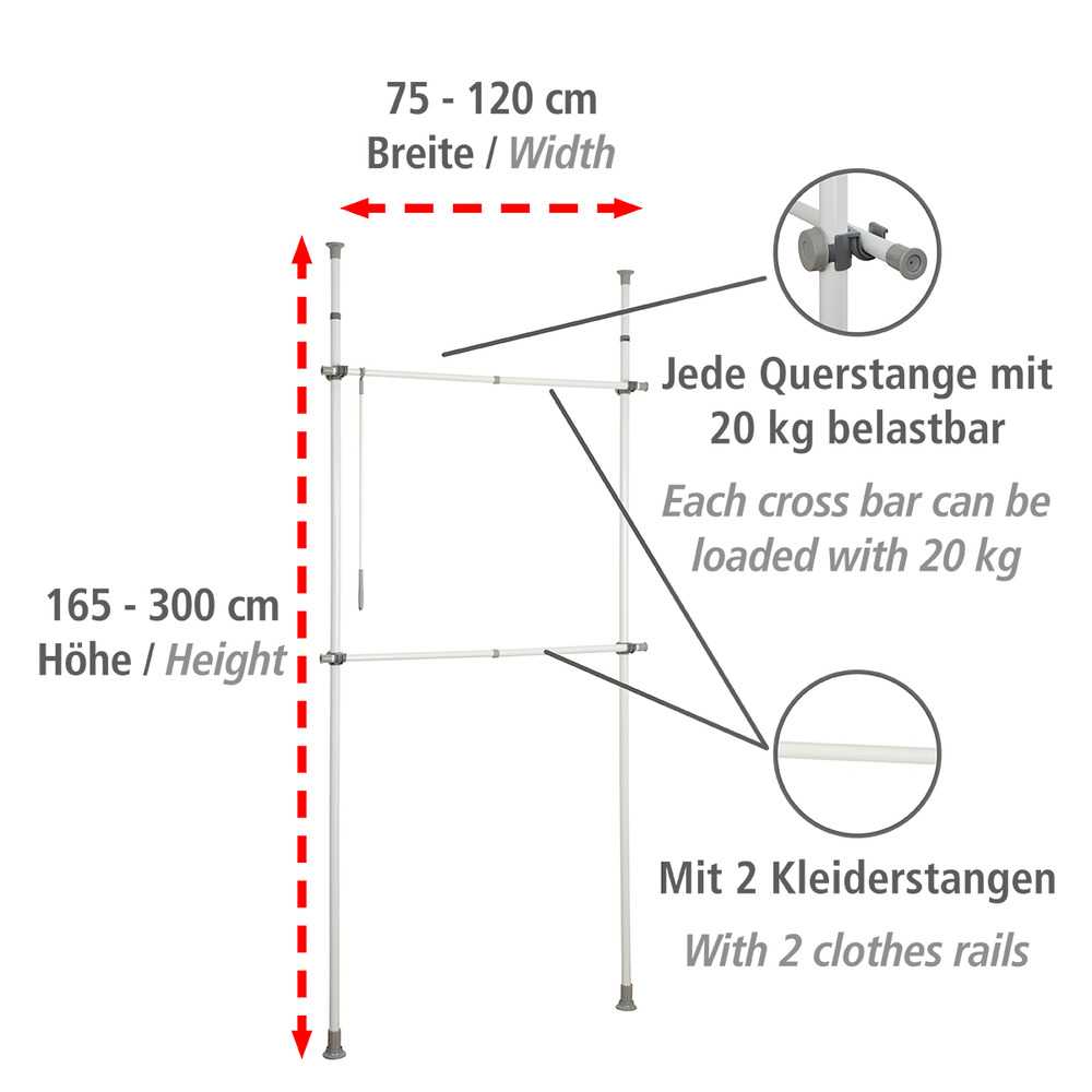 Wenko Teleskop-Garderobensystem Herkules Basic