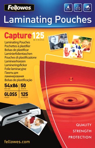 Fellowes Laminierfolie, 54x86mm, 125 Mikron, Glanz - 50er Pack