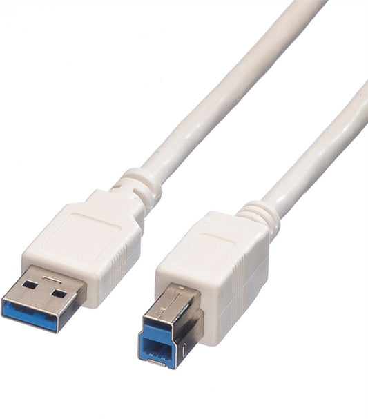 USB 3.2 Gen 1 Kabel, Typ A-B, weiß, 0,8 m