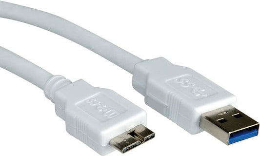 USB 3.2 Gen 1 Kabel, A ST - Micro B ST, weiss - 2m