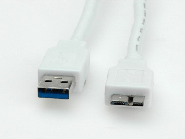 USB 3.2 Gen 1 Kabel, A ST - Micro B ST, weiss - 2m