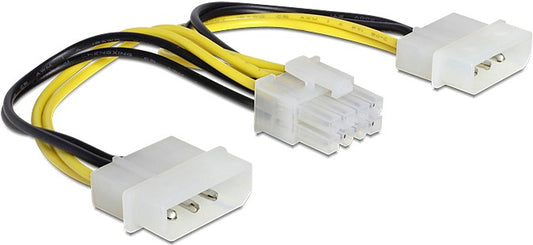 Delock Kabel Stromversorgung 8 Pin EPS > 2 x 4 Pin Molex