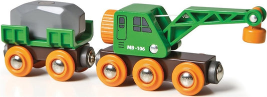 BRIO Railway - Grüner Kranwagen mit Anhänger