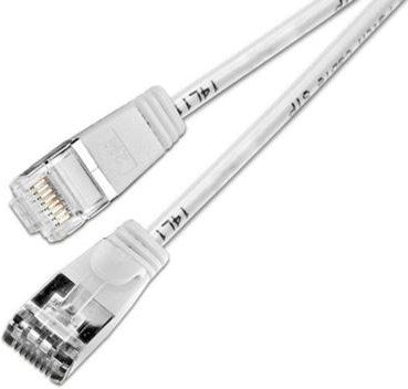 Triotronik Slim Wirewin Pachkabel: U/FTP, 10m, weiss Cat.6, AWG36, 100% Kupfer, geschirmt, 4mm