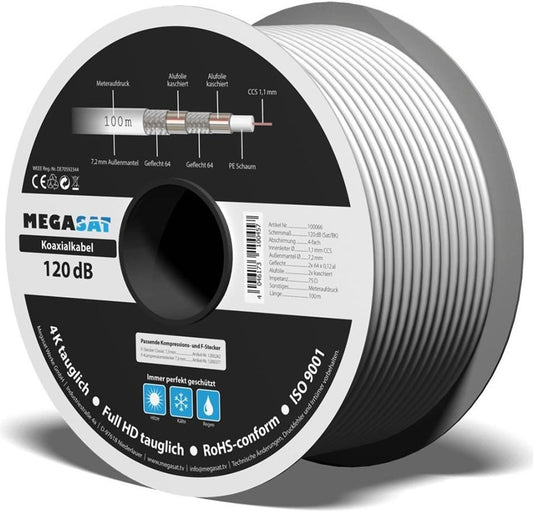 Megasat Koaxialkabel 120dB - 100 Meter Spule