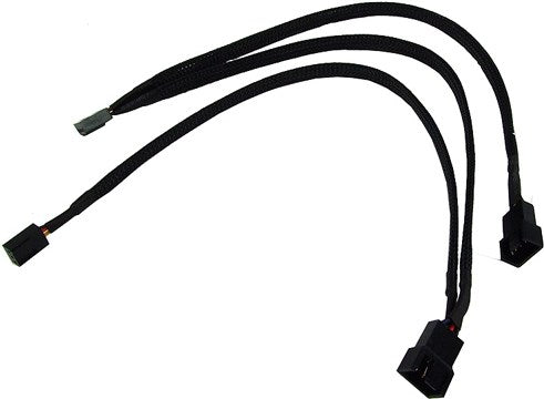 Phobya Y-Kabel 4Pin auf 2x 4Pin PWM & 1x 3Pin - Schwarz 30cm