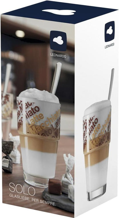 Leonardo Latte Macchiato Becher 410 ml, 2 Stück, Transparent