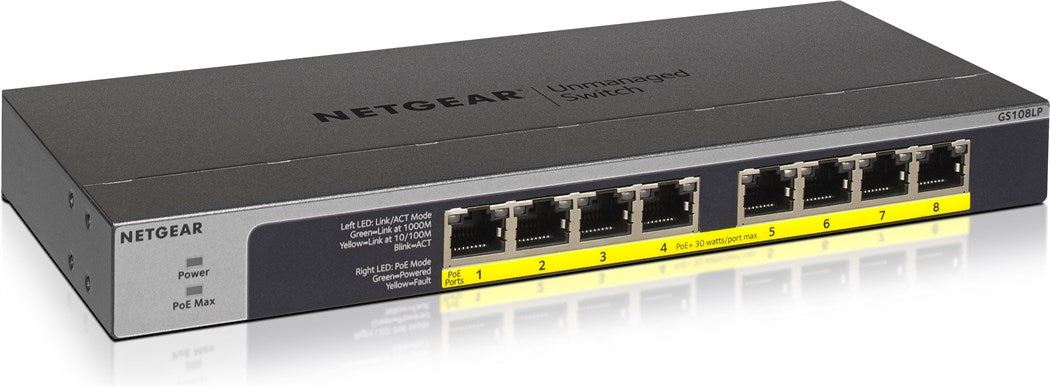 Netgear GS108LP ProSafe (8-Port Gigabit, 60,5W PoE+)