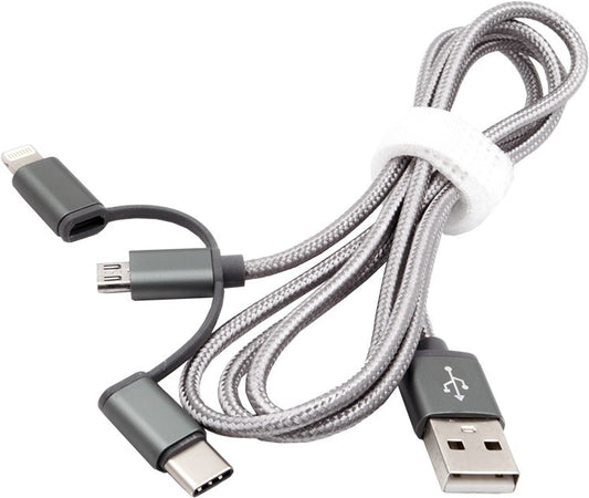Exsys Multi 3-in-1 Ladekabel, USB - USB-C/Lightning/MicroUSB, 1m