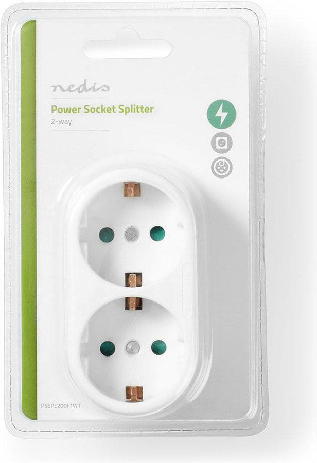 Nedis 2-fach Schutzkontakt-Adapter - Weiss