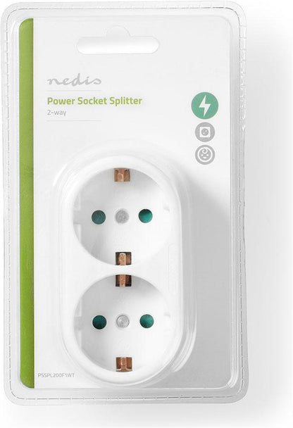 Nedis 2-fach Schutzkontakt-Adapter - Weiss