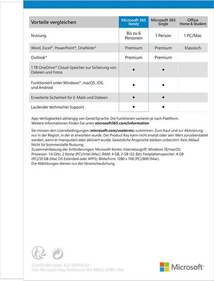 Microsoft 365 Family (1 Jahr, 6 Benutzer, MULTI, ESD)