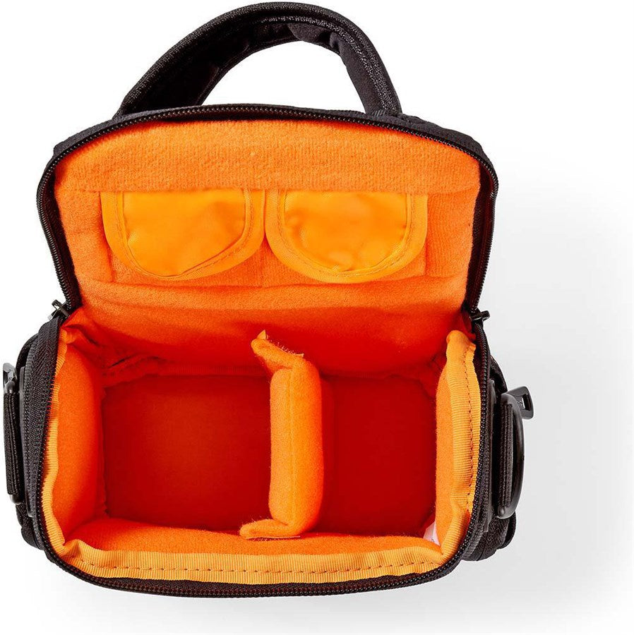 Nedis Kamera Tasche | Schultertasche | Wasserabweisend | Gesamtzahl der Fächer: 6 | Orange / Schwarz