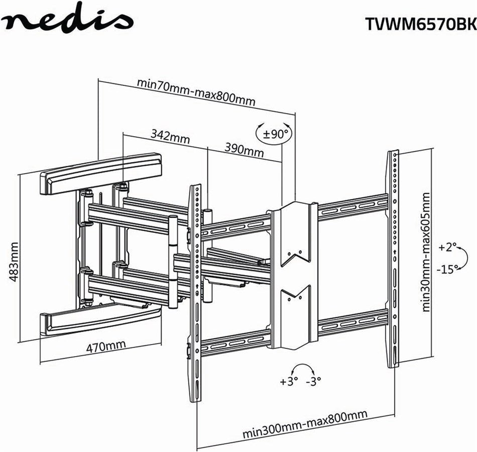 Nedis Vollbewegliche-TV-Wandhalterung, 43-90"