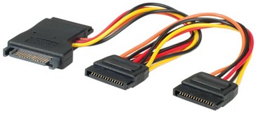 Blank Y-Adapterkabel S-ATA / 3x SATA, 0.3 m