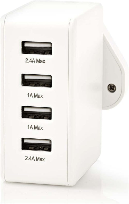 Nedis Netzladegerät | 4,8 A | 4x USB | Weiß | Stecker UK