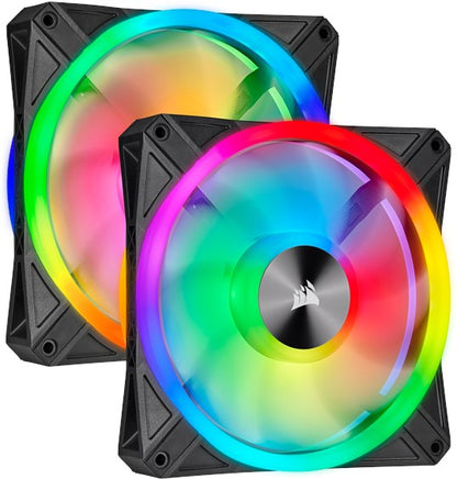 Corsair iCUE QL140 RGB 140-mm-PWM-Lüfter 2er-Pack mit Lighting Node CORE