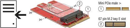 Delock Mini-PCI-Express-Karte Mini-PCIe - M.2 Key-E USB2.0