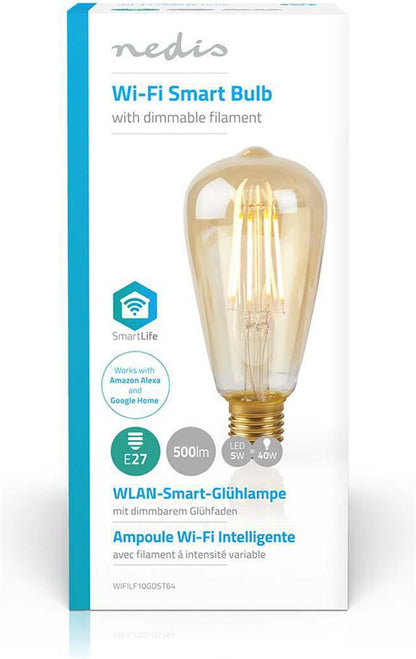 Nedis WLAN Smart LED, Filament, 5W, E27, ST64, klar