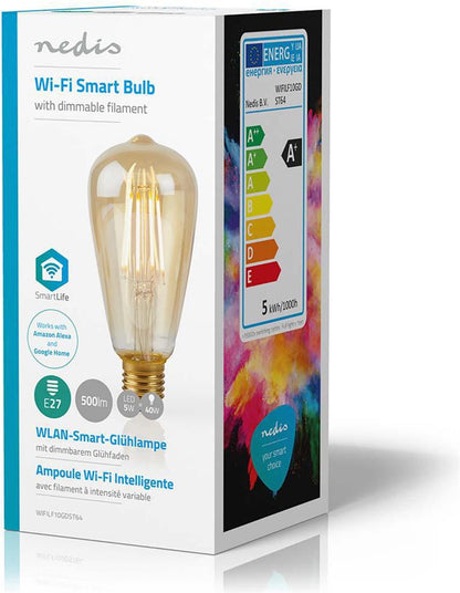 Nedis WLAN Smart LED, Filament, 5W, E27, ST64, klar