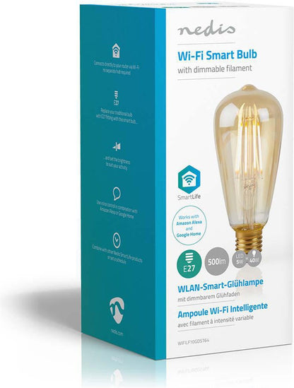 Nedis WLAN Smart LED, Filament, 5W, E27, ST64, klar