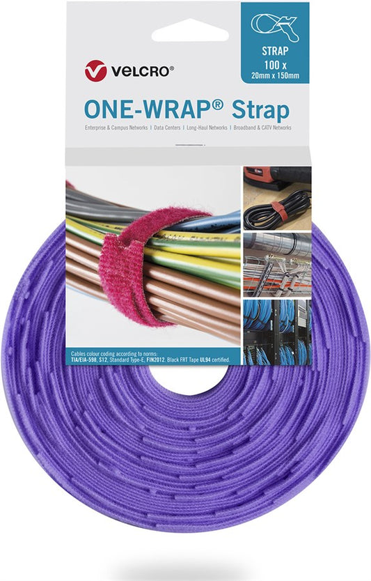 Velcro ® One Wrap® Strap 20mm x 200mm, 100 Stück, violett