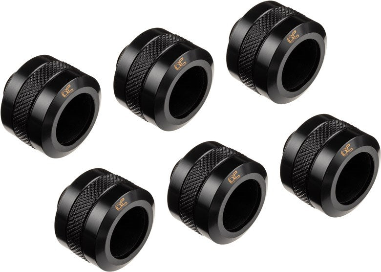 Alphacool Eiszapfen Pro Anschluss 16mm Hardtube Fitting G1/4, 6-Pack - schwarz