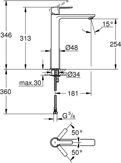 Grohe Lavaboarmatur Lineare XL-Size 1/2", Chrom