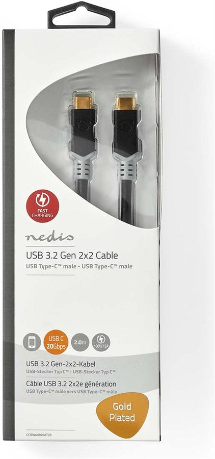 Nedis USB-C Kabel, 20Gbps, 100W PD, 2m