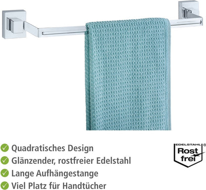 Wenko Vacuum-Loc® Badetuchstange Uno Quadro, Edelstahl, Befestigen ohne bohren