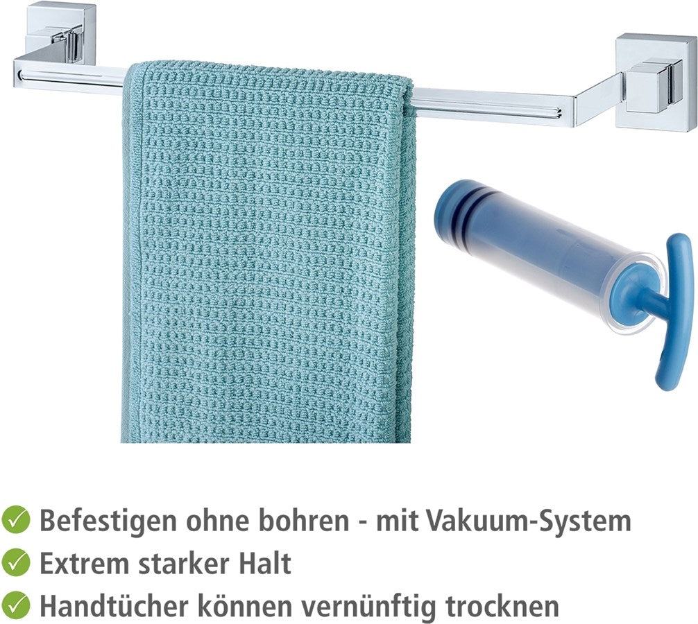 Wenko Vacuum-Loc® Badetuchstange Uno Quadro, Edelstahl, Befestigen ohne bohren