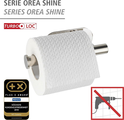 Wenko Turbo-Loc® Edelstahl Toilettenpapierhalter Orea Shine, WC-Rollenhalter aus rostfreiem Edelstahl