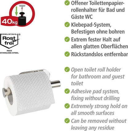 Wenko Turbo-Loc® Edelstahl Toilettenpapierhalter Orea Shine, WC-Rollenhalter aus rostfreiem Edelstahl