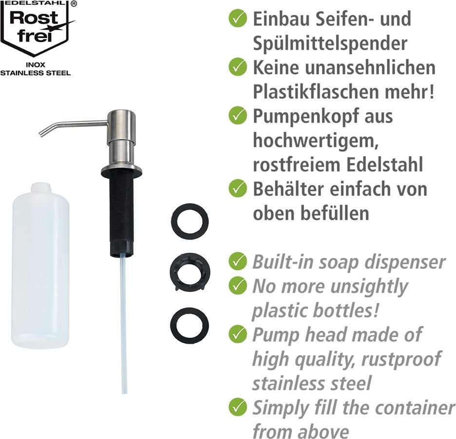 Wenko Einbau Seifen- und Spülmittelspender Monti, Seifendispenser, 400 ml