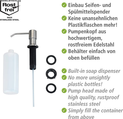 Wenko Einbau Seifen- und Spülmittelspender Monti, Seifendispenser, 400 ml