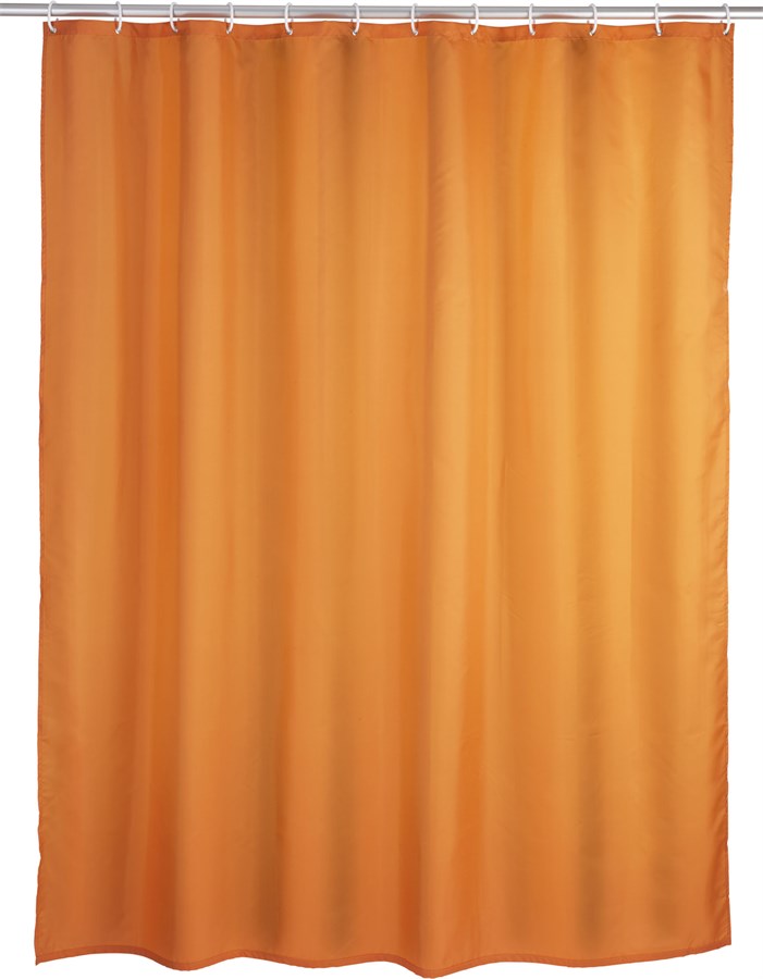 Wenko Anti-Schimmel Duschvorhang Uni Orange, Textil (Polyester), 180 x 200 cm, waschbar