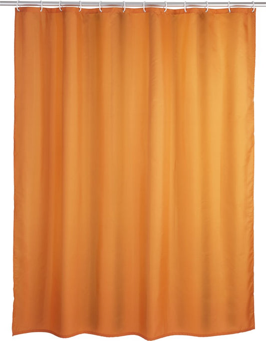 Wenko Anti-Schimmel Duschvorhang Uni Orange, Textil (Polyester), 180 x 200 cm, waschbar