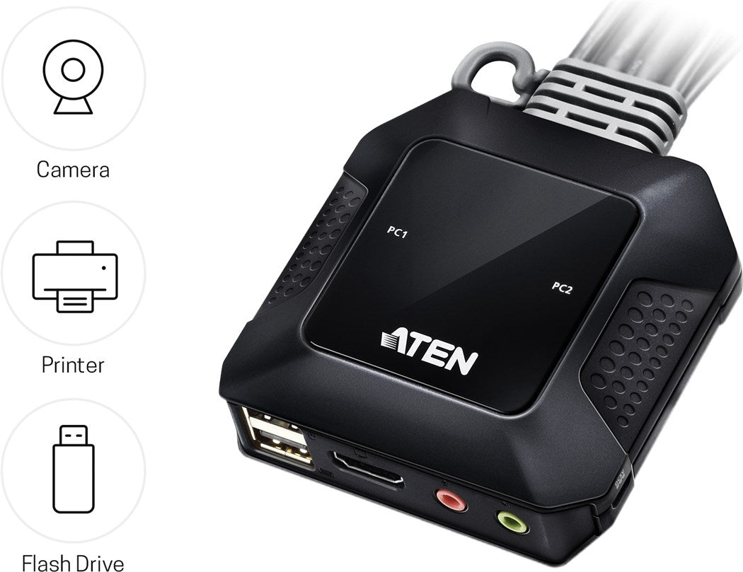 Aten 2-Port (HDMI, USB, Audio), 4K, Integriert - Demogerät