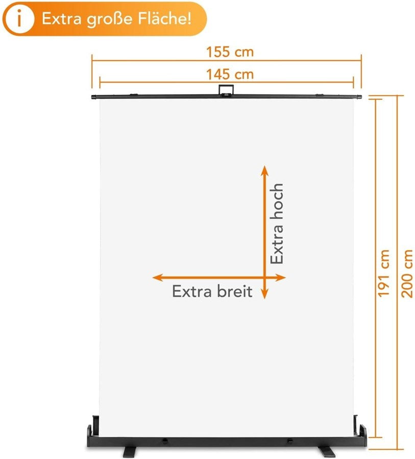 Walimex Hintergrund Roll-up 155 x 200 cm Weiss