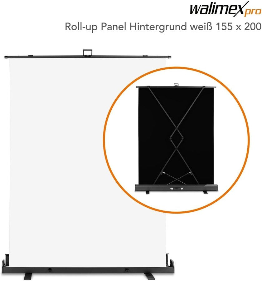 Walimex Hintergrund Roll-up 155 x 200 cm Weiss