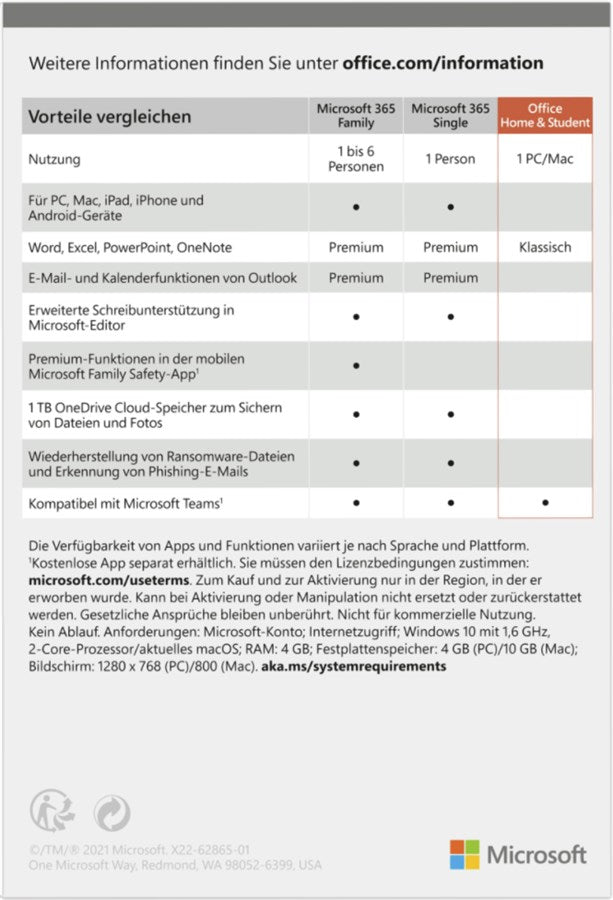 Microsoft Office Home & Student 2021 (1 PC/MAC, MULTI, ESD)